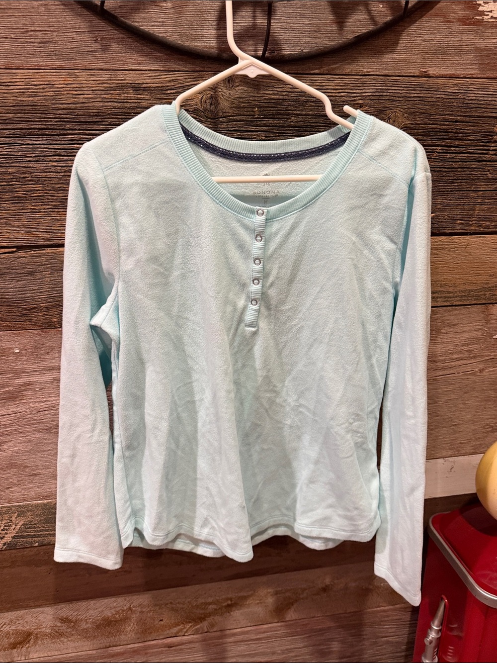 Sonoma Pale Aqua Long-Sleeve soft pajama top